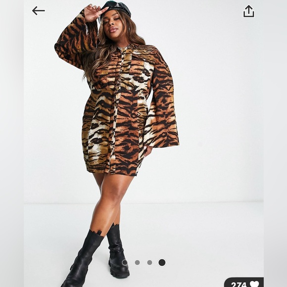 ASOS Design Twill animal print shirt dress - Picture 2 of 2